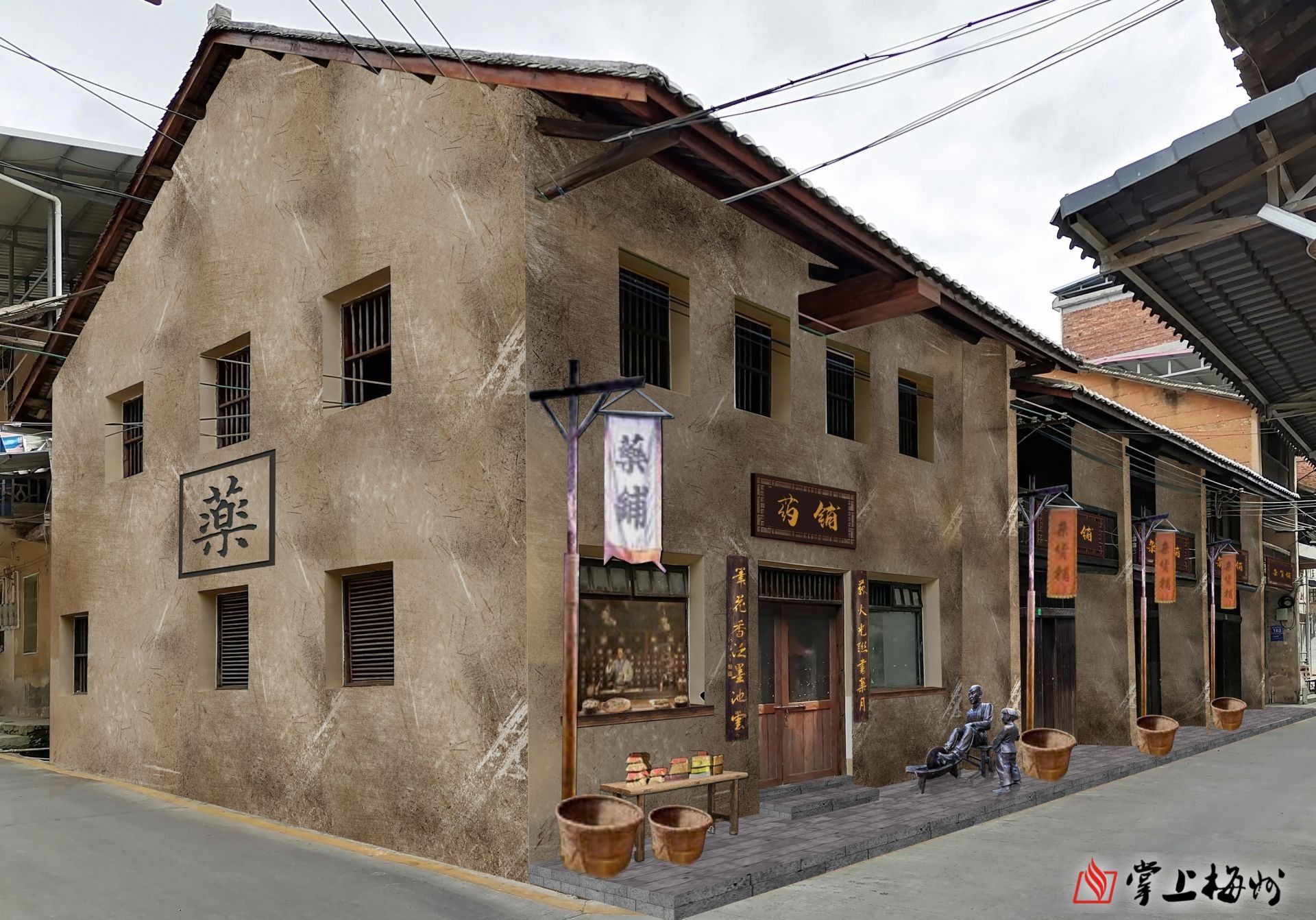 ↑紅軍藥鋪效果圖，該修繕項目正在加快推進。 （長沙鎮(zhèn)供圖）